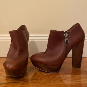 Guess Leather Chunky Heel Booties